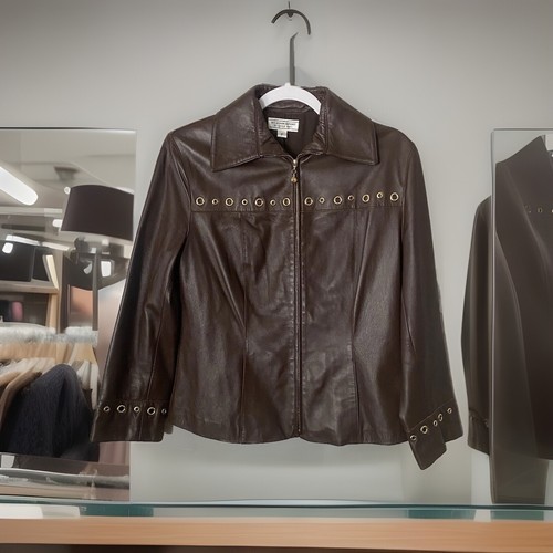 Cappotto giacca pelle marrone