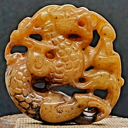 Antico ciondolo drago giada - di,