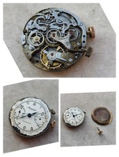 40s MINERVA CHRONOGRAPH CAL ANGELUS 215  WATCH MOVEMENT UHREN BALANCE OK X PARTS
