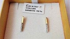 Orecchini Oro Giallo e Bianco 750/18KT con Zirconi Bianchi