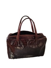 Borsa in pelle lucida marrone