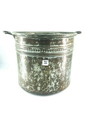 Grande pentola in rame alta con manici antico oggetto da cucina arredo rustico