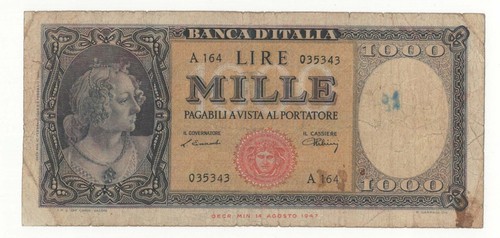 1000 lire italia ornata - lire, di
