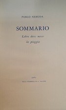 Neruda Pablo SOMMARIO Libro dove nasce la pioggia , Stamp.Stallone 1963