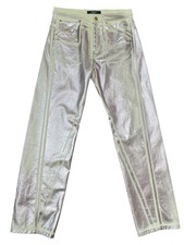 Versace jeans bianchi con laminatura viola e dettagli Medusa – Uomo