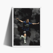 Milito Inter triplete stampa grafica carta pregiata alta qualità HD con cornice