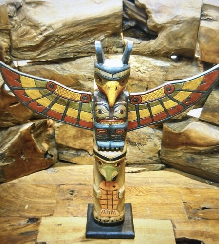 Statua legno aquila tribale - statua,