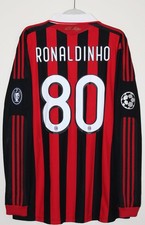 Maglia Home AC Milan 2009/10 retro manica lunga RONALDINHO #80 maglia con toppe