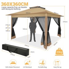 Gazebo Doppio Tetto 3,6x3,6m