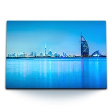 Quadro su tela 120x80 cm Dubai skyline blu crepuscolo città