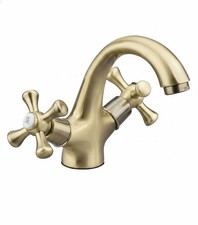 Rubinetto Miscelatore Lavabo Bagno+Piletta Stile Classico Ottone Spazzolato