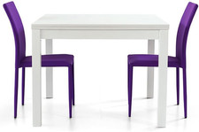 Tavolo POSITANO Allungabile in Legno, Apertura a Libro, Finitura Bianco Frassina