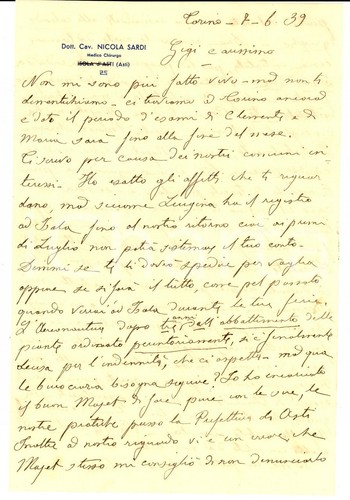 1939 torino lettera dott - torino,