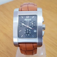 Orologio Uomo Ingersoll Acciaio Marrone Pelle Nero Fibra di Carbonio Chrono Tank Data Giorno