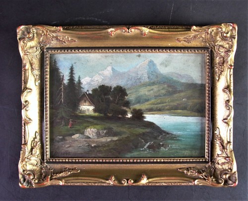 Antico dipinto paesaggio 1891 - dipinto,