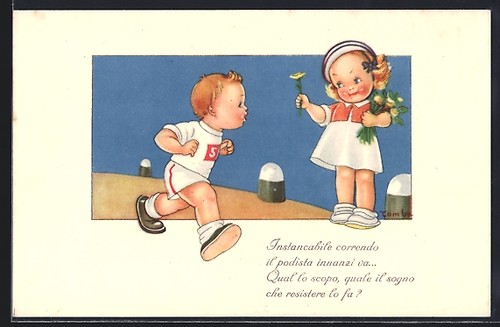 Cartolina ragazza sul ciglio