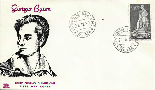 Italia fdc 1959 george byron - italia,