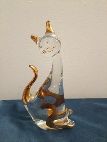 Statua gatto vetro - gatto, in