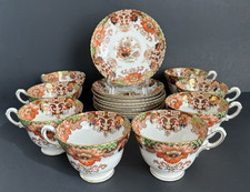 Set di 8 antiche tazze e piattini Samuel Radford modello #1005 Fenton Inghilterra rare