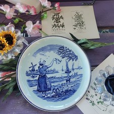 Ar95) Piatto Vintage Royal Sphinx Delfts By Boch Belgium Scena Olandese Raro 