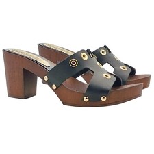 Zoccoli in pelle neri con