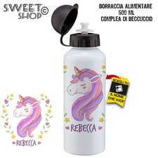 BORRACCIA UNICORNO PER BAMBINI 500 ML SCUOLA PERSONALIZZATA CON NOME ALLUMINIO 