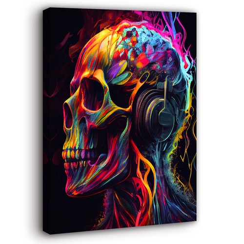 Quadro tela 80x60 teschio - su,