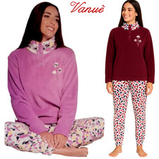 Pigiama donna invernale in Pile Coral fleece manica lunga coletto con cerniera