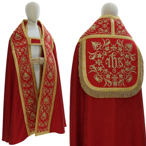 Piviale romano rosso con stola - rosso,