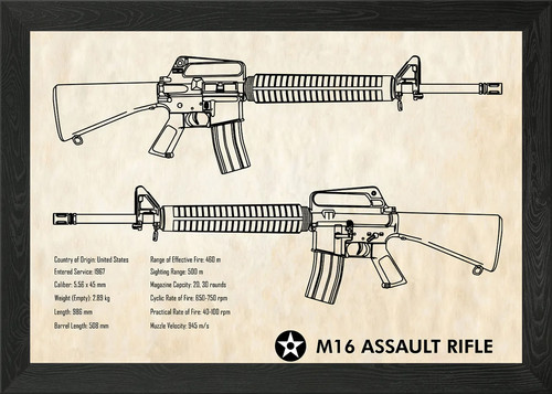 M16 assault rifle black framed - m16,