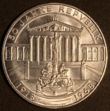 1968 - Österreich 50 Schilling Silber 50 Jahre Republik UNC