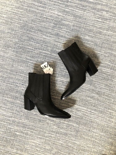 Stivaletti zara pelle nera - zara, in