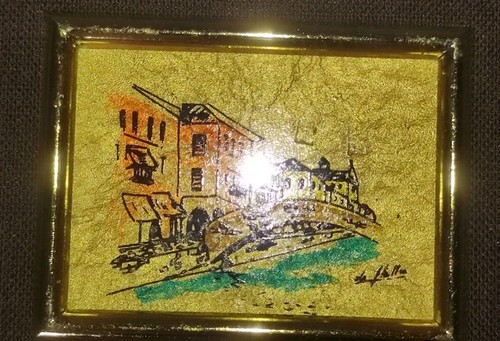 Signed painting 22ct gold - painting,