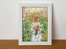 Ragazza con fiori dipinto olio