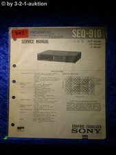 Manuale Di Servizio Sony SEQ 910 Equalizzatore Grafico (#0943)