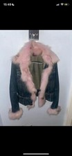Giacca denim pelliccia rosa vintage 