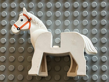 Cheval LEGO CHATEAU castle Minifig white HORSE 4493c02 / set 6086 6080 6008 6769