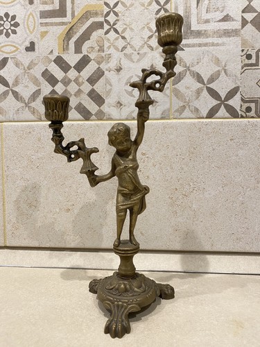 Candelabro vintage ottone a - candelabro,