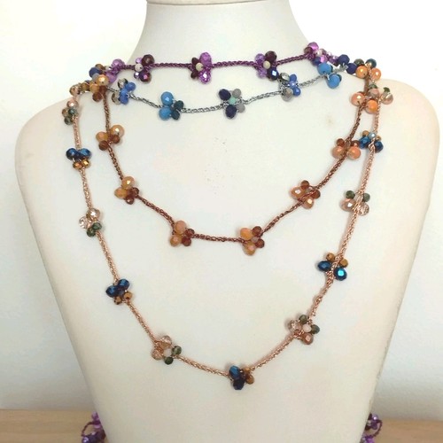 Collana uncinetto cristalli - collana,