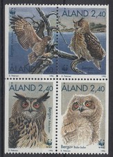 ALAND 1996 Serie WWF Protezine Natura Gufo Reale 4 Val Unificato 109-12 MNH**