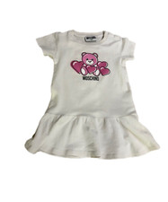 MOSCHINO BABY Vestito abito bambina bianco orsetto rosa Tg 12/18 Mesi