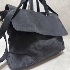 Borsa business TOD'S borchie medie pelle scamosciata nera uomo USATA DAL GIAPPONE