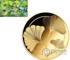 GINKGO BILOBA 1/1000 oz moneta oro 3000 franchi Ciad 2024