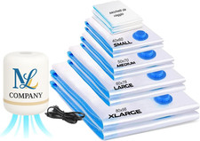 Sacchetti Sottovuoto per Vestiti Con Pompa Elettrica – Set Da 10 (XL, L, M, S, V