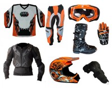 abbigliamento completo kit tuta per moto da cross fuoristrada adulto o bambino  
