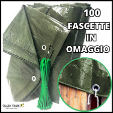 TELO TELONE OCCHIELLATO IMPERMEABILE VERDE COPRITUTTO PER ESTERNO IN POLIETILENE