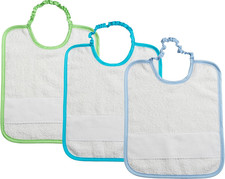 - Set 3 Bavaglini Pappa O Asilo Nido in Spugna Bianca Con Tela Aida Da Ricamare,