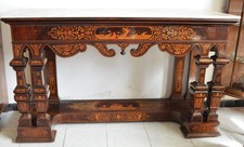 Antica Consolle - Piuma di Mogano, Intarsi in acero- George Smith- Piano marmo