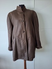 Cappotto pelliccia pelliccia agnello pecora vera pelle di agnello shearling marrone italiano L 44