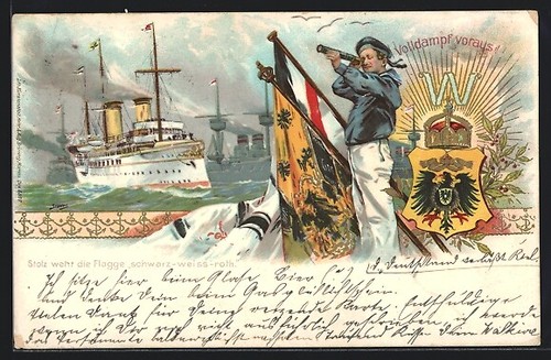 Litografia nave guerra - litografia,